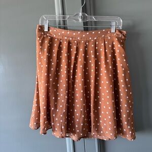 Old Navy Tan Skater Skirt with White Polka Dots